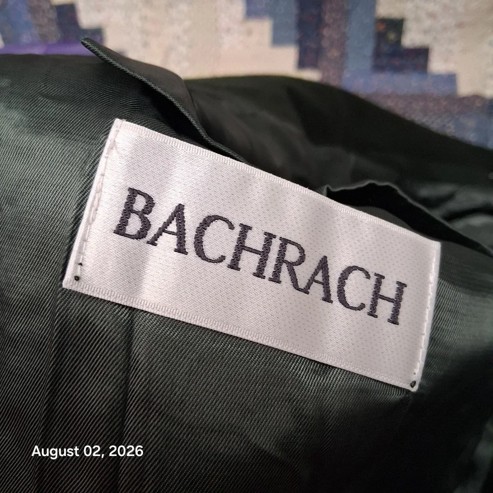 Bachrach Mens 44R Forest Green Wool Cashmere Belted Double Breasted Overcoat NWT